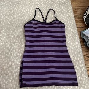 Lulu Lemon Power Y tank; Size 4; Purple w/ stripes